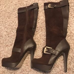 Chocolate brown heeled boots